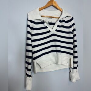 Abercrombie & Fitch Women's V-Neck Striped Sweater Oversized XS